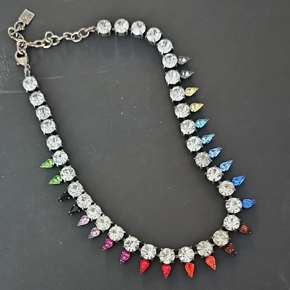 Vibrant Crystal Necklace with Silver Accents